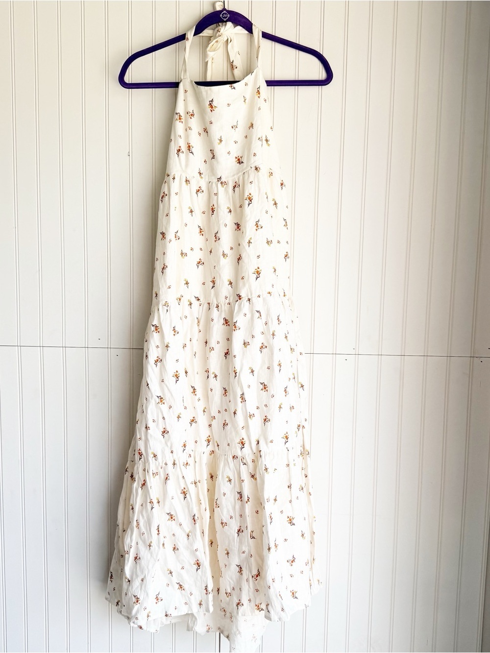 Kivari Size US 8 Daria Maxi Dress White Floral 100% Linen NEW! - Picture 6 of 10